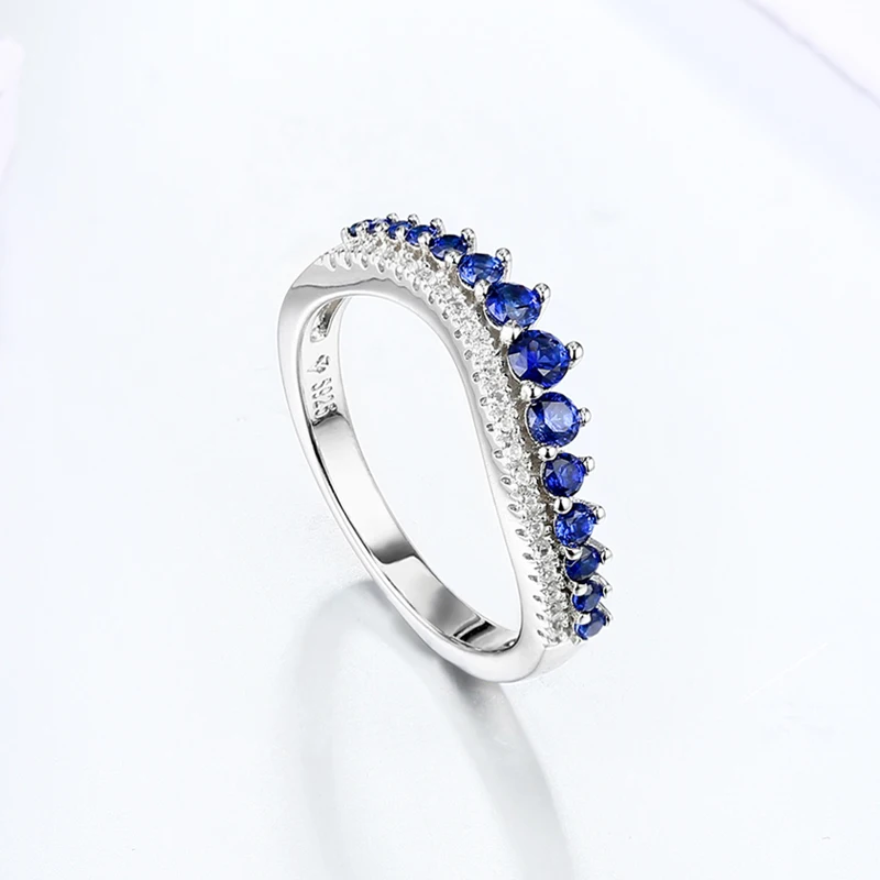 925 Sterling Silver Sapphire Rings Round Cut for Women Engagement Wedding Party Fine Jewelry Gifts