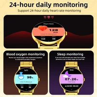 Nouveau montre intelligente de luxe en acier doré hommes 1.38 pouces écran HD Smartwatch femmes sommeil BT appel IP68 montre de sport étanche podomètre 5