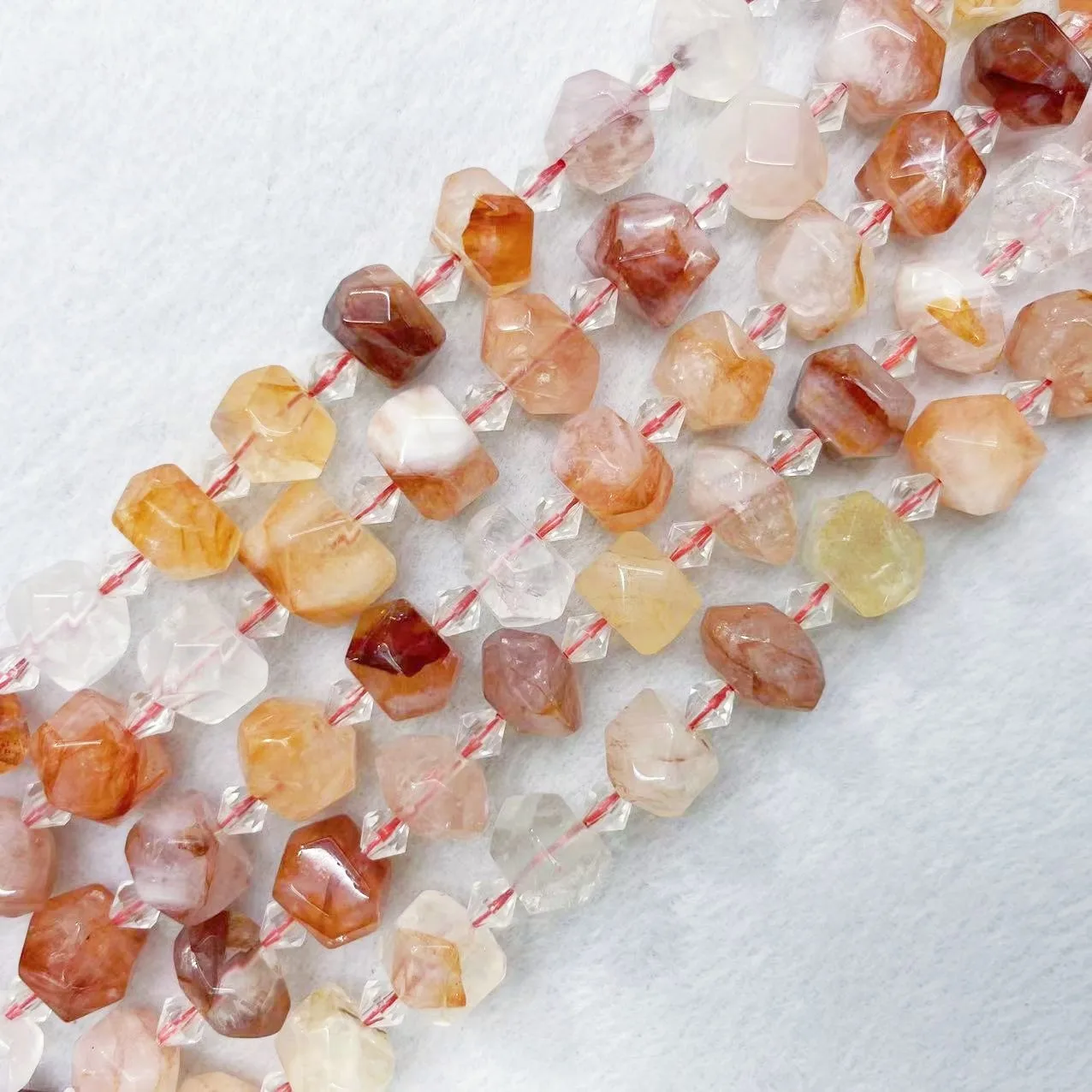 Top Grade Natural Red Gum Flower Crystal Ghost Stone Beads Irregular Loose Section Quartz Colorful Gems For DIY Jewelry Making