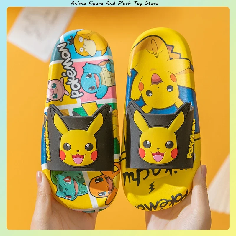 

Тапочки Pikachu детские домашние Нескользящие, летние пляжные тапочки для родителей, детей, мальчиков и девочек, подарок для детей