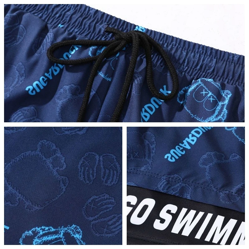 (EU2XS-XL)Mens Swim Trunks With Compression Liner Stretch Mens Swimwear 2 In 1 Quick Dry Running Gym Swim Shorts For Men