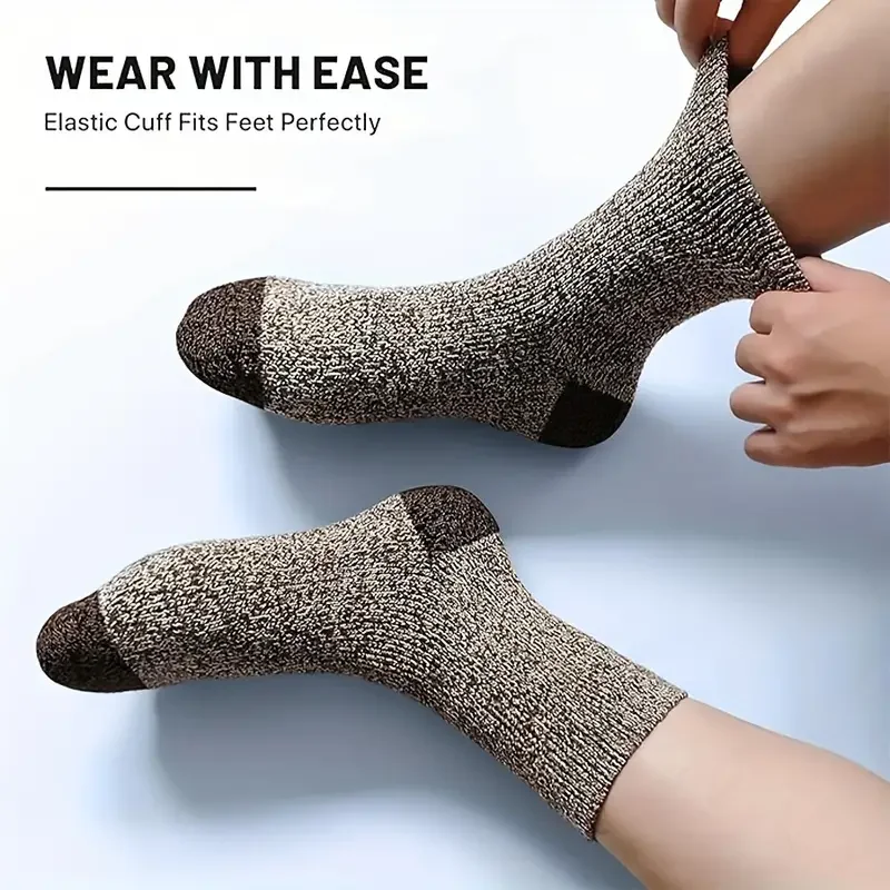 5 Pairs Merino Wool Socks For Men, Super Thick Hiking Socks - Image 4