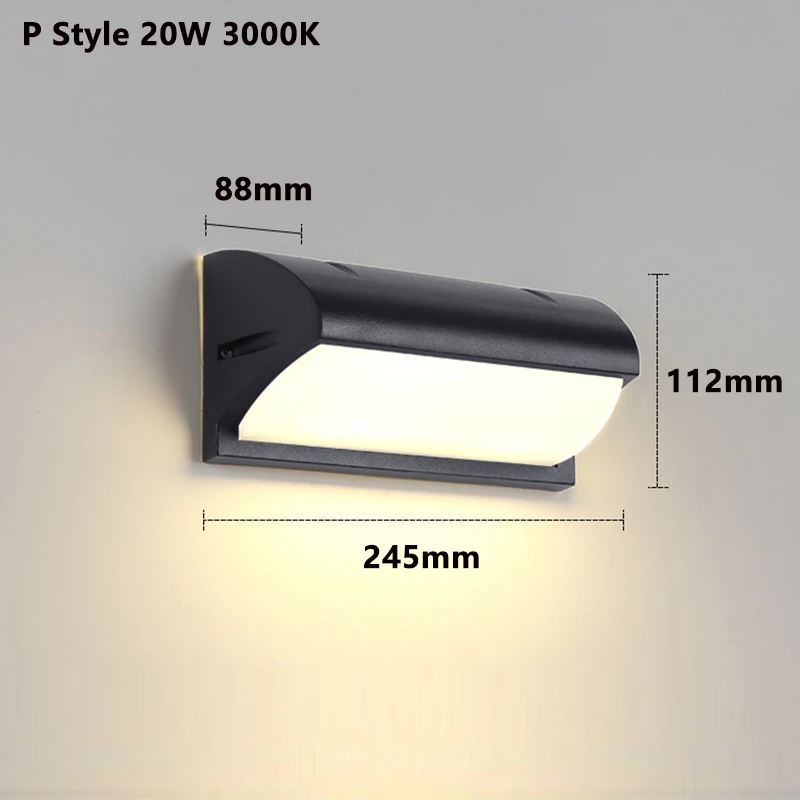 Luz LED de pared con Sensor de movimiento, luces impermeables IP65 para exteriores, AC85-265V, porche, balcón y jardín