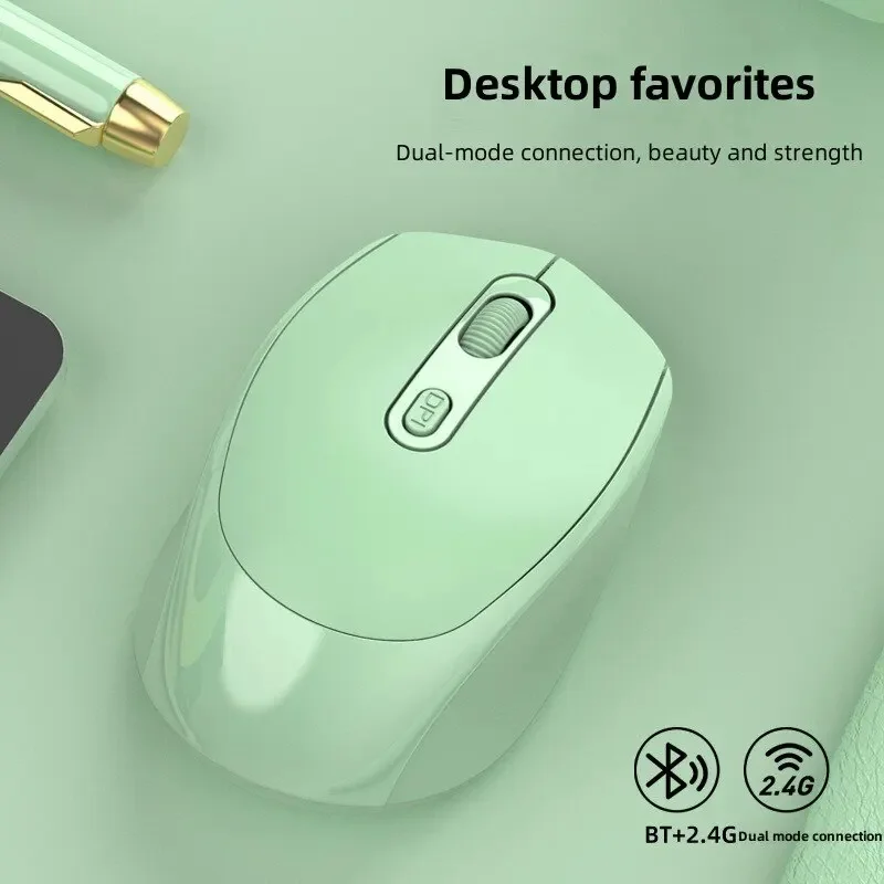 Rechargeable Bluetooth-compatible Wireless Mouse 2.4G Optical Mice with USB RGB 1600DPI Mouse for Computer Laptop PC Mute Mouse