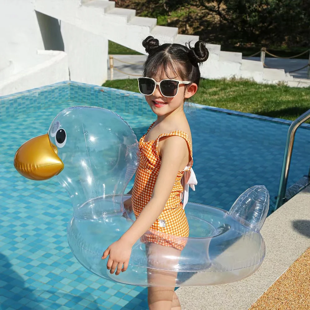 Children's Transparent Duck Swimming Ring Infant Underarm Ring Duck Seat Ring Swim Training Floating Pool Float Beach Party Toys чехол на huawei p20 lite nova 3e duck swim ring