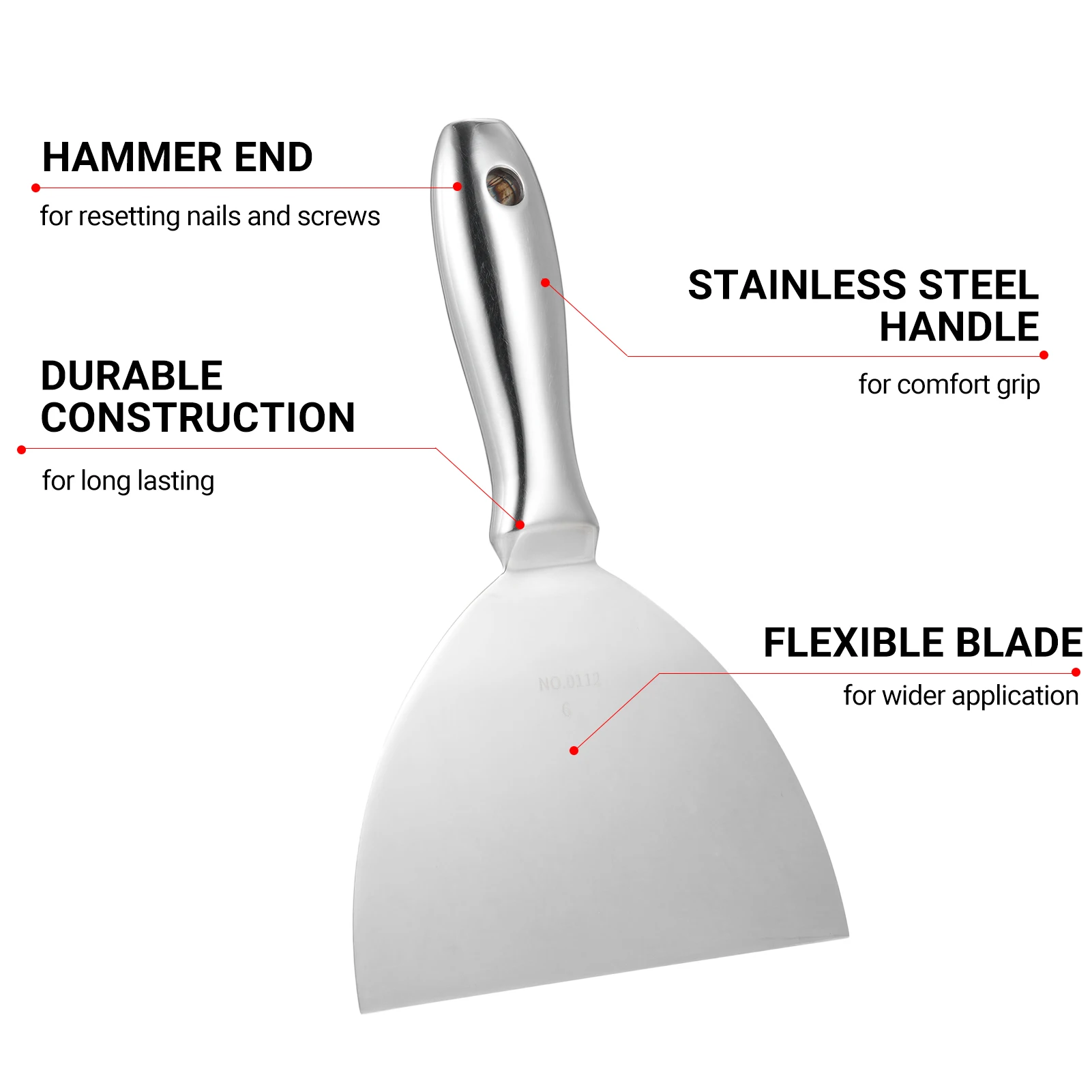 Putty Knife Set 1.5/2/3/4/5/6/8 inch Scraper Spackle Knife Paint Scraper Polished All-Stainless Steel Scraper Tool For Repairing 2