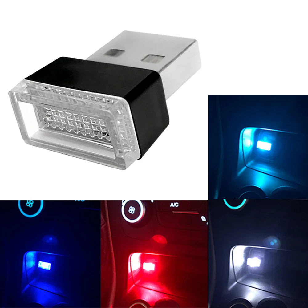 1x Car Usb Led Play Pink Red Blue White Led Atmosphere Lights Dome Decorative Lamp Emergency
