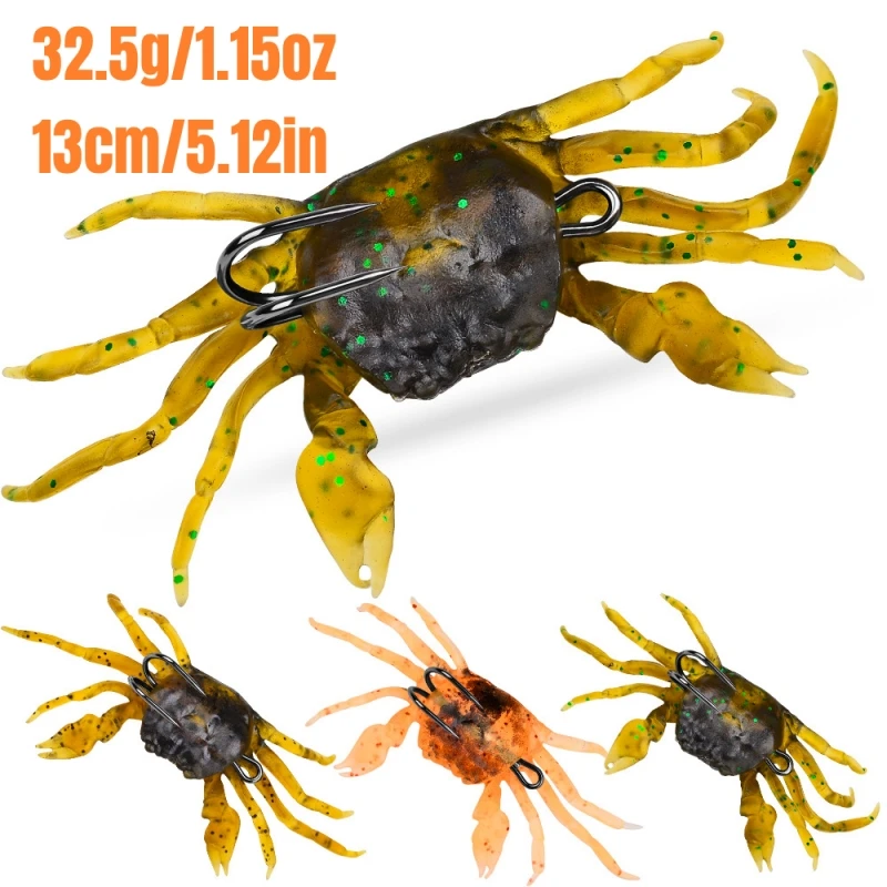 ZUKIBO Artificial Crab Soft Bait 3D Simulation Soft Fishing Lures with Sharp Hooks 130mm 32.5g Sinking Bait Fishing Tool Pesca