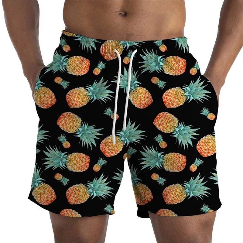 Hawaiian Vacation Beach Shorts For Men Casual Street Short Pants 3D Printed Fruits Pineapple Board Shorts Swimsuit Swim Trunks 2