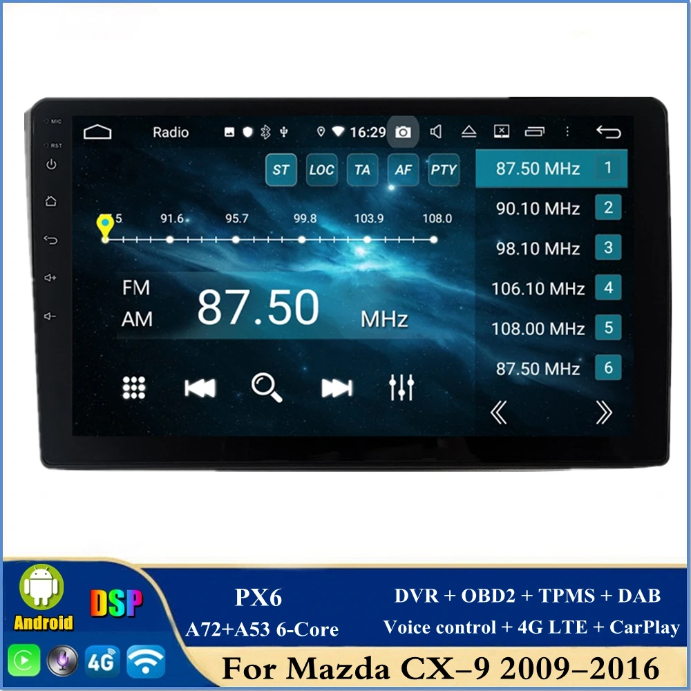 Reproductor Multimedia con Android y CarPlay para coche Mazda, autorradio con GPS, Bluetooth