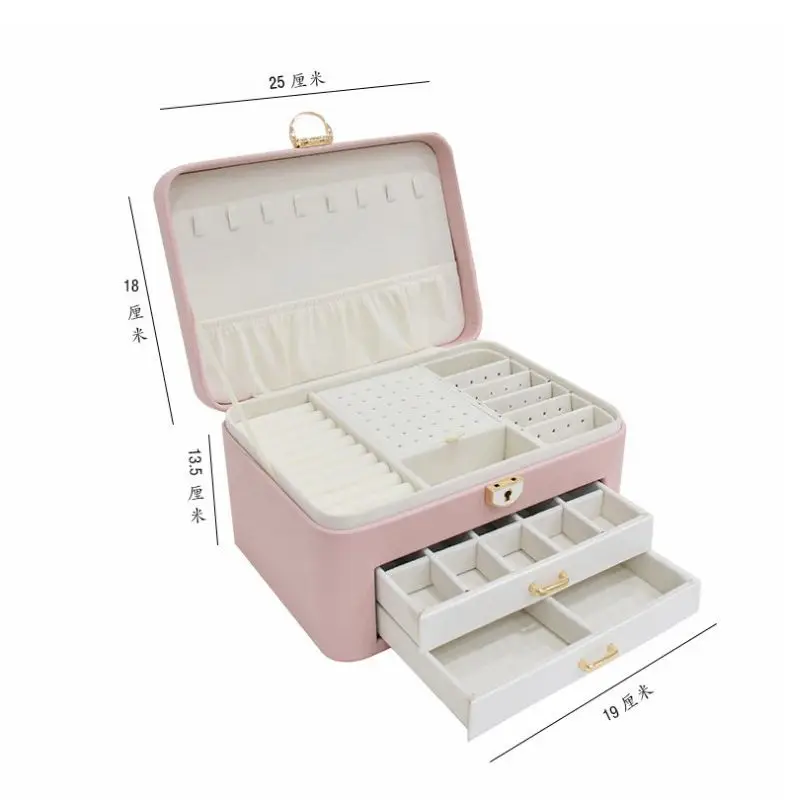 Drawer Jewelry Box Organizer Leather Jewelry Boxes Storage Ring Necklace Bracelet Earrings Separators Display Accessories Gift