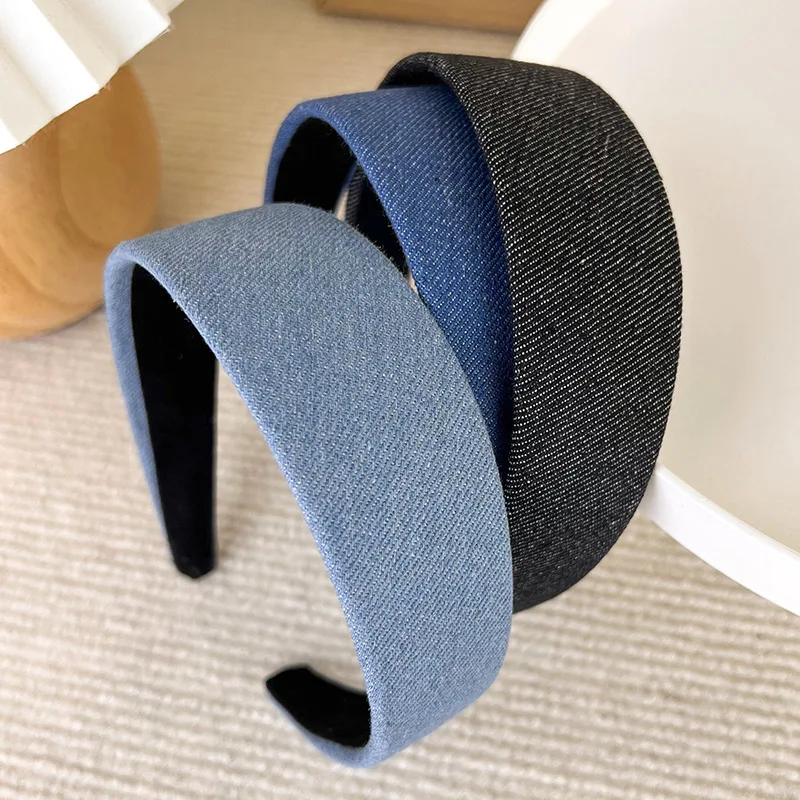 Denim Hairbands Korean Style Solid Color Headbands for Women Wide Hair Hoop Headband Girls Hair Accessories Headwear Headdress