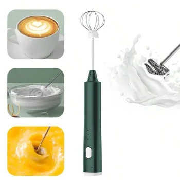 2 Heads Set USB Rechargeable Handheld Egg Beater 3 Speeds Electric Milk Frother Foam Maker Mixer Coffee Drink 1