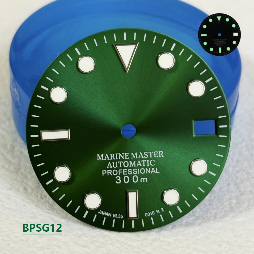 28.5mm SUB s dia Green Glow Single calendar Green Black Blue nh dial 35 dial automatic movement 29mm Hot Selling s