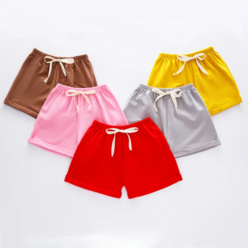 Wofupowga Boys Soft Summer Girls Pure Color Cute Cotton Shorts