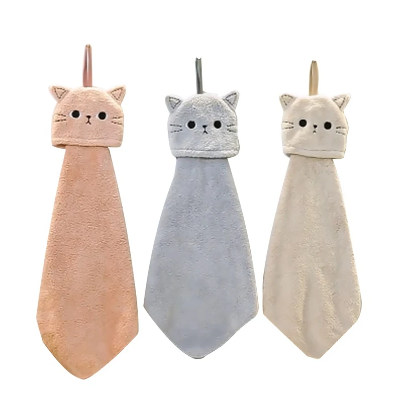 

Cute Hand Towels For Kids Women, Bathroom Towels With Hanging Loop, Hand Drying Towel Cats Print Animals, Fast Dry Durable