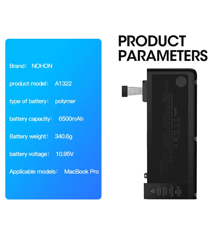 Nohon-bateria do Portátil para Apple Macbook Pro Baterias de Substituição 13.3 em A1322 A1278 Mc700 Mb990 Mb991 Mc374 Mc101 Md313 - Imagem 4