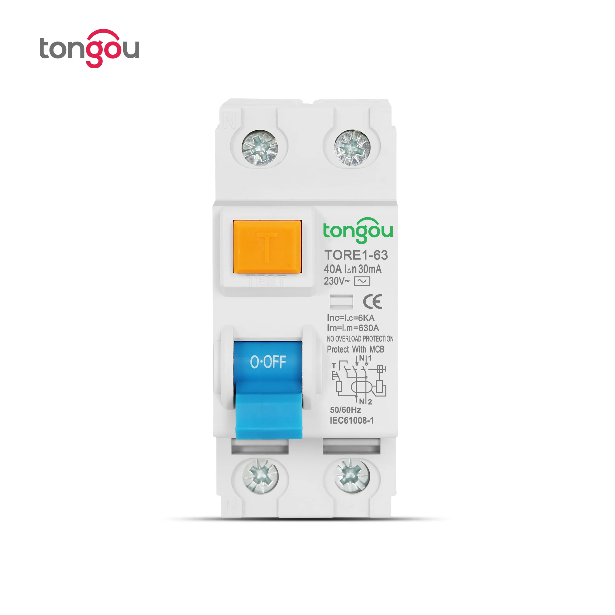 16A 63A 10mA 30mA 100mA 6KA RCCB RCD 230V Electromechanic Residual Current Circuit Breaker Circuit Breaker