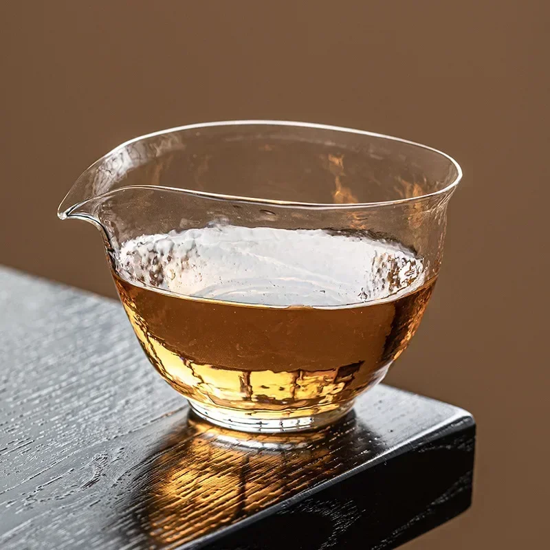 Moon Glass Transparent Tea Dispenser Hammer Pattern Tea Sea Single Chahai Glass Chinese Utensils