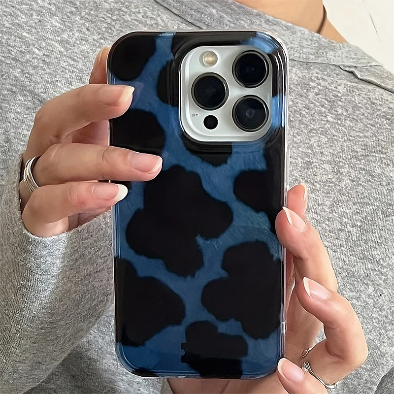 Retro Leopard Print Color Block Silicone Phone Case - Soft Cover
