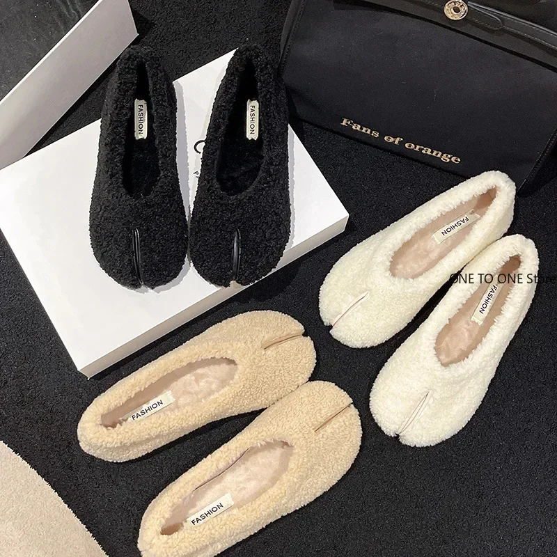 Casual Women's Shoes Bow-Knot Female Footwear Slip-on Round Toe Autumn Loafers Fur Butterfly Winter Dress Slip On Fall Moccasin 2