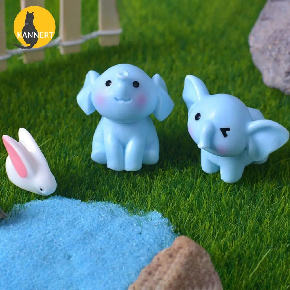 Cartoon Cute Blue Elephant Micro Landscape Desktop Decorative Ornaments Mini Elephant DIY Gadgets