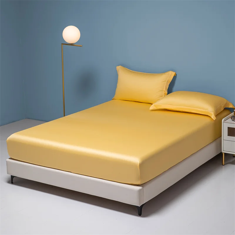 Real Silk Fitted Sheet Natural Mulberry Silk Fitted Sheet Mattress Cover Customized Size Silk Sheet Solid Color Fitted Sheet 2