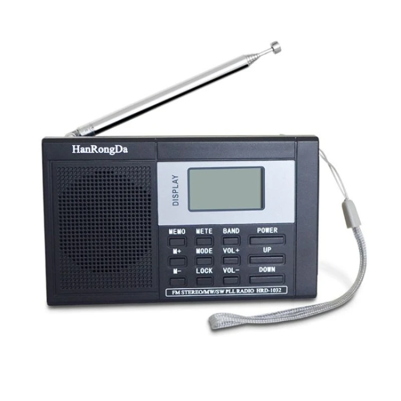 Portátil de Banda Completa Digital Tuning Multiband Estereotuner mw am fm sw Receptor de Controle de Rádio de Ondas Curtas Rec Dc5v Power Hrd1032