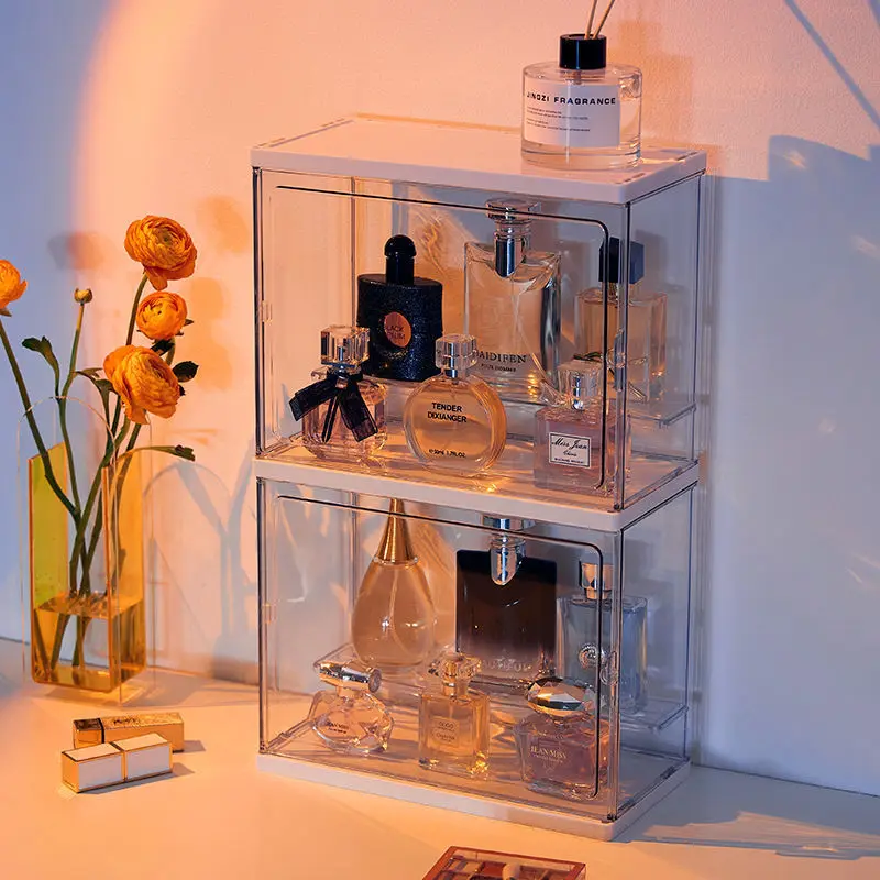 Multifunctional Transparent Dustproof Perfume Storage Box Desktop