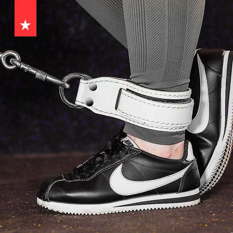 

Кожаные манжеты с ремешком на щиколотке, регулируемые для кабельной машинки, приспособление для домашнего тренажерного зала, сопротивление ногам, тренировочная сила, Бодибилдинг