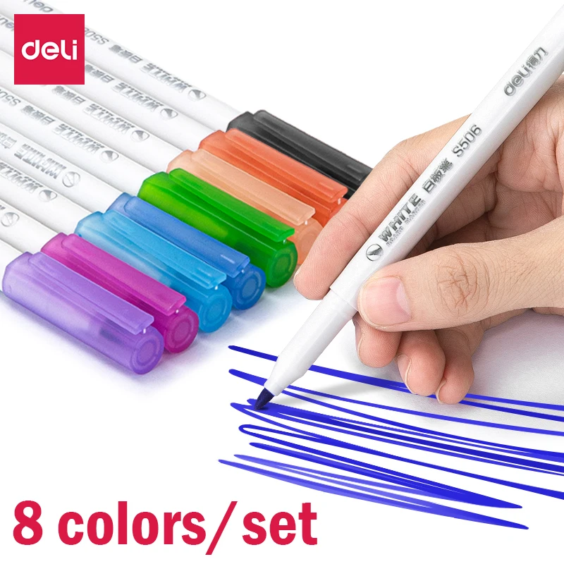 Deli 8 Color Art Marker Sketching Manga Markers Drawing Set Double head Watercolor Paint Brush Pen Supplies Stationery S504