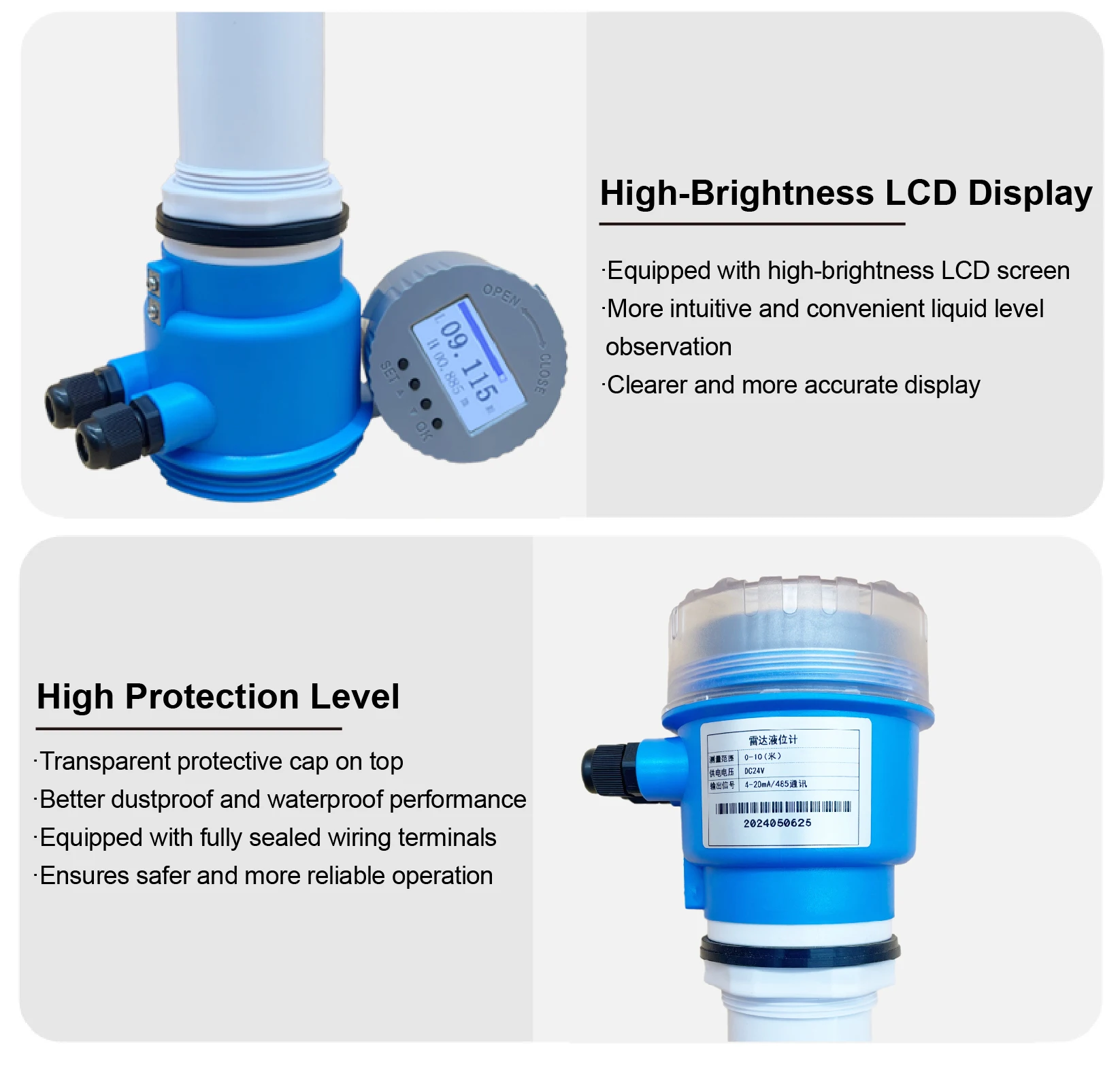 SLD-RDY80 Radar Level Transmitter Sensor 80G Non Contact Water Tank Silo Gauge 4