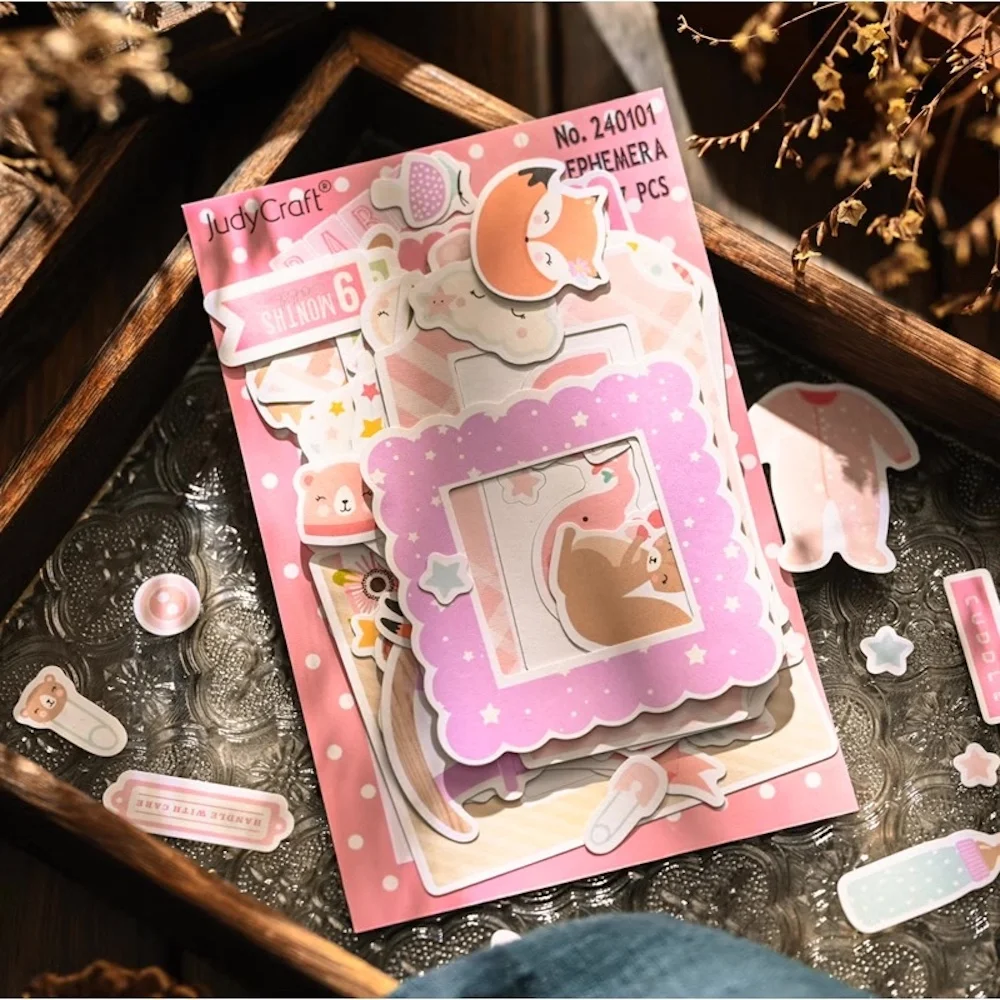 KSCRAFT 107pcs Baby Girl Self-adhesive Paper Sticker for Scrapbooking/DIY Crafts/Card Making Decoration