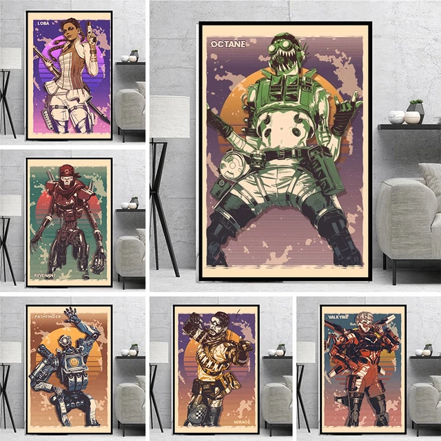 Clássico apex legends poster arte impressão de vídeo game personagem  retrato pintura em tela cabeceira fundo decoração do quarto casa -  AliExpress