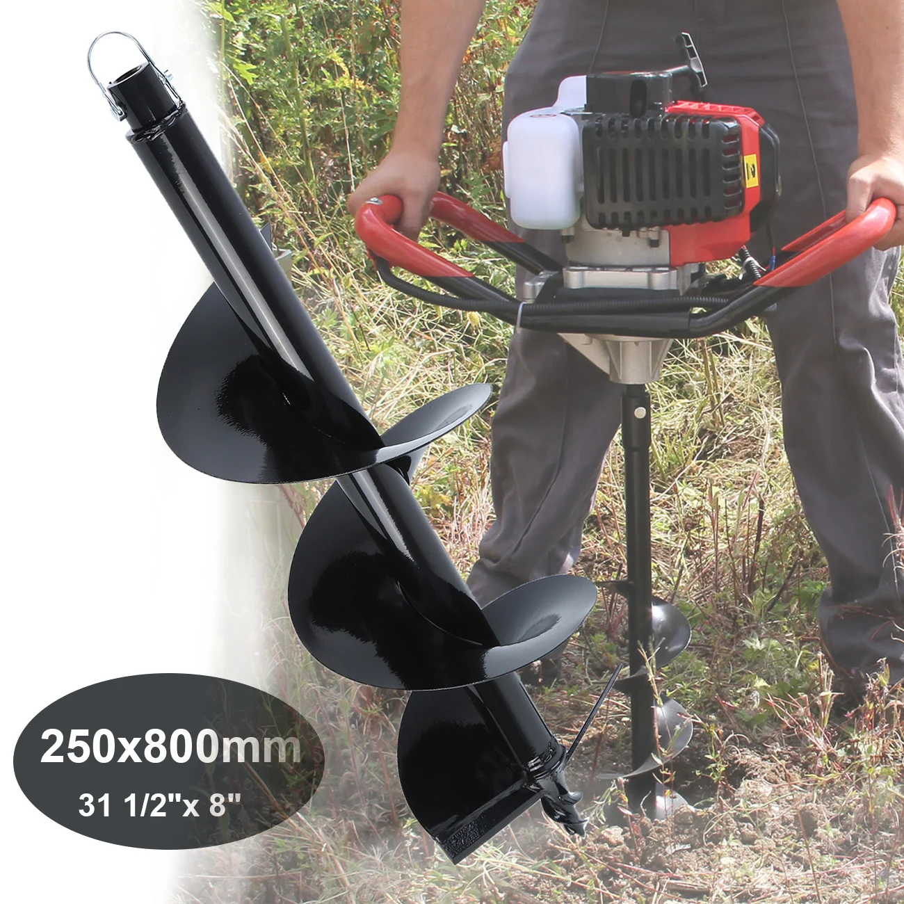 Samger 25x80CM Garden Auger Flower Planter Spiral Drill Bit Hex Shaft Hole Digger Yard Gardening