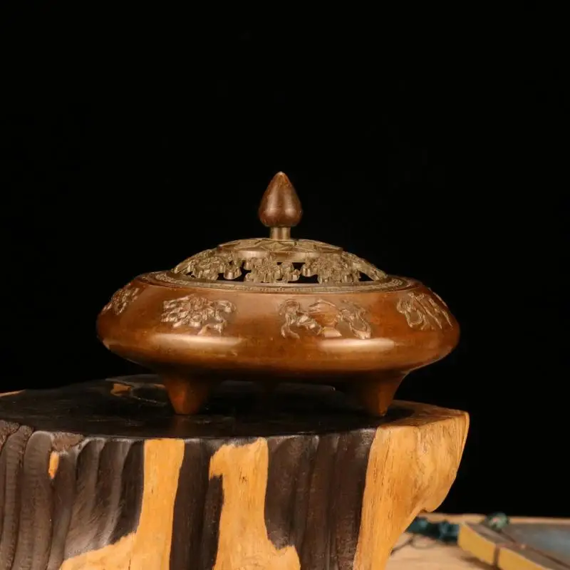 

Purple Copper Incense Burner Buddhism Buddha Holder Brass Mini Sandalwood Censer Incense Metal Craft Home Decoration