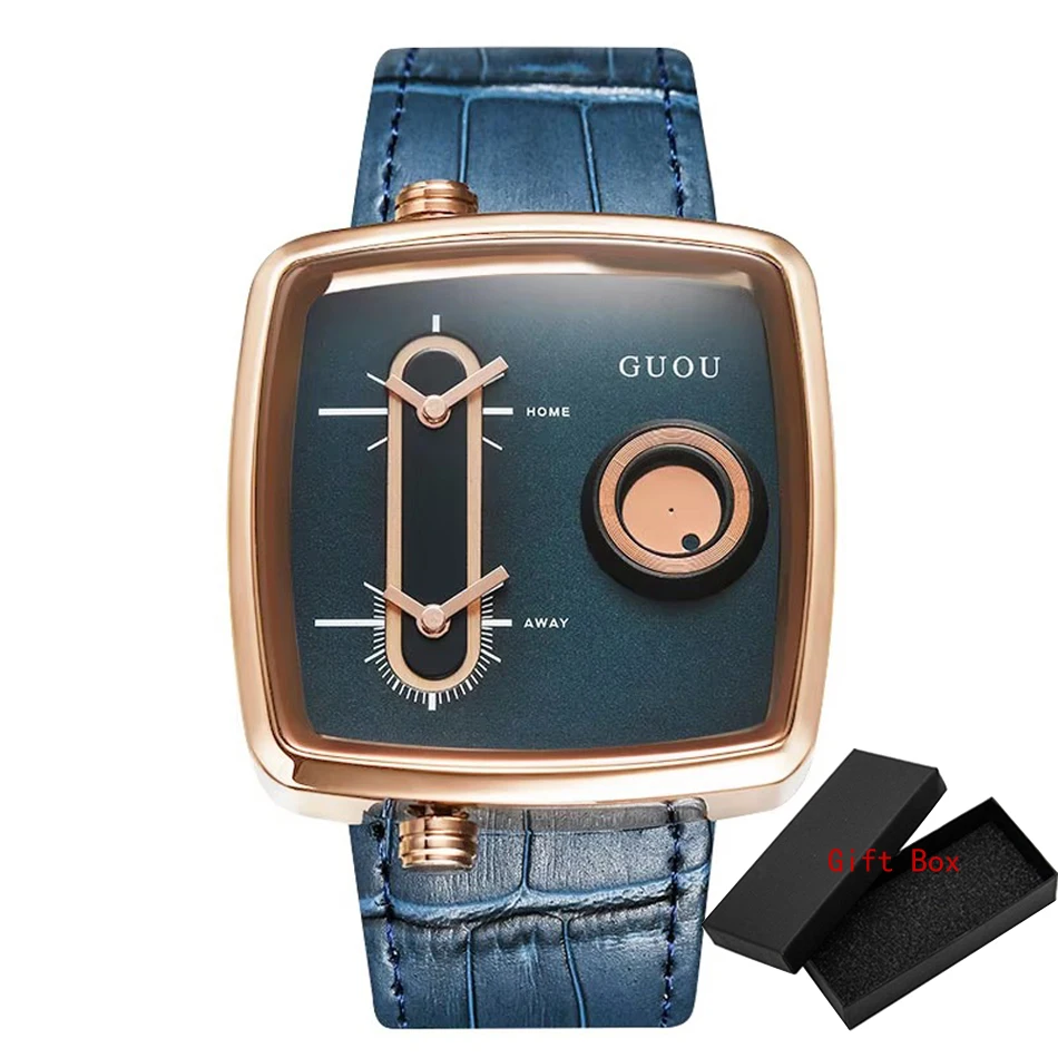 GUOU 水色 スクエアフェイス 時計 GUOU 腕時計 メンズ レディース 男女兼用 ユニセックス ウォッチ