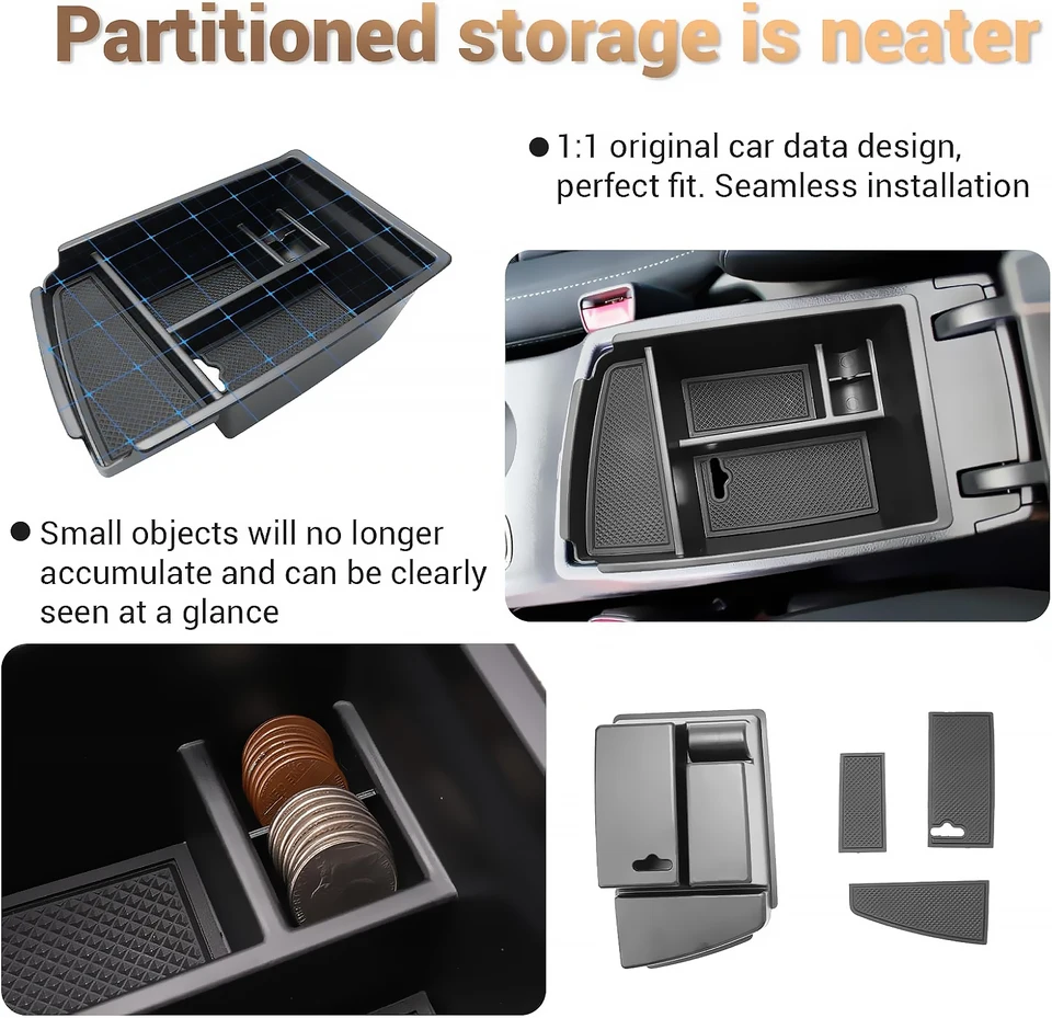 Organizer Console Centrale Per Kia Niro Hybrid 2016-2021 - Portaoggetti Con Divisori, Non Per EV - Foto 7