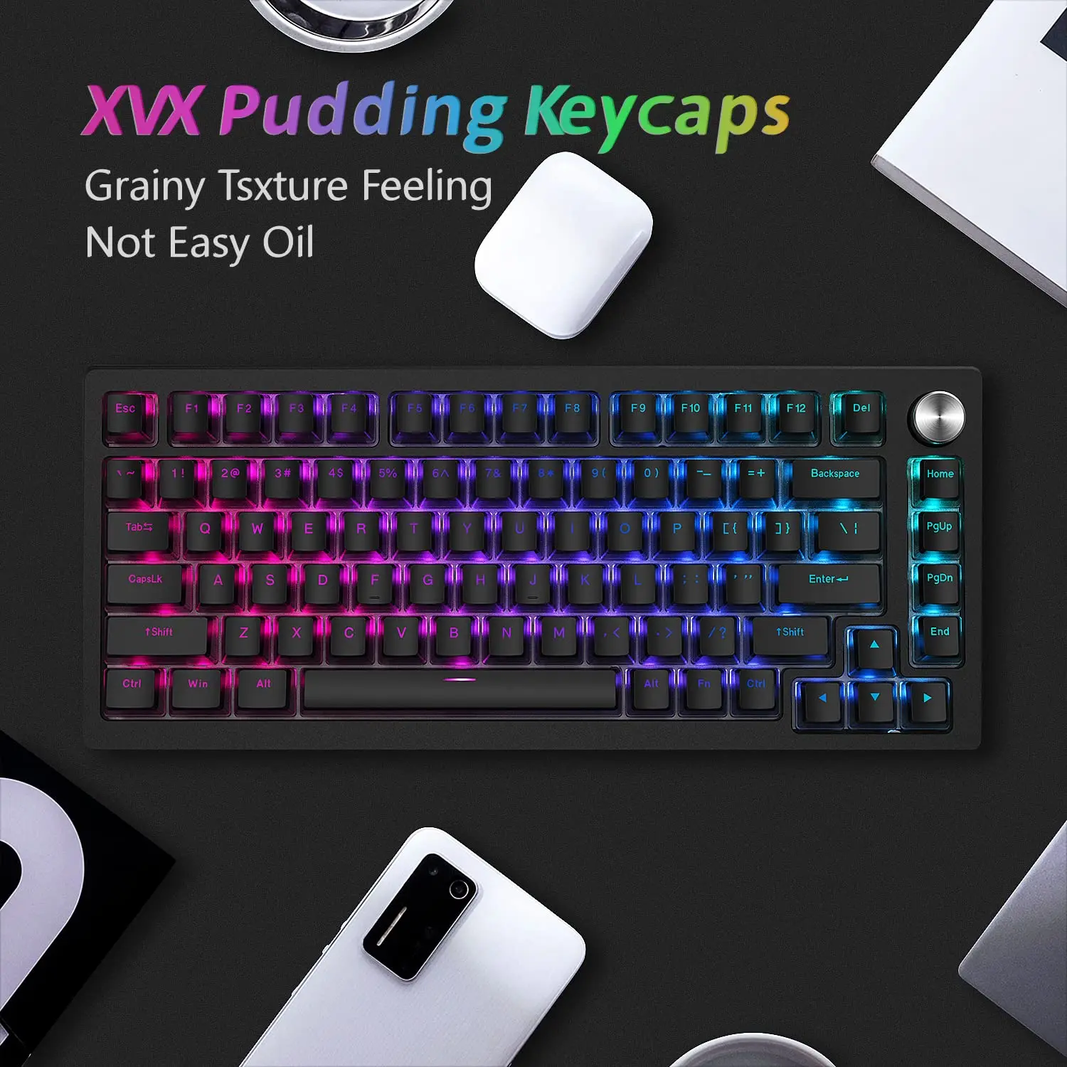 Personalizado Preto Duplo Tiro Pudim Keycaps Perfil Oem Teclado Mecânico de Jogos 165 Chaves 100 75 65 60 - Imagem 3
