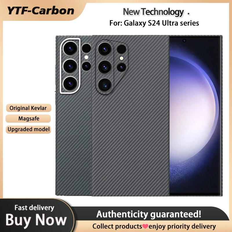 

YTF-Carbon 600D carbon fiber phone case for Galaxy S24 ultra case Aramid Fiber S24 case Slim Design S24plus cover