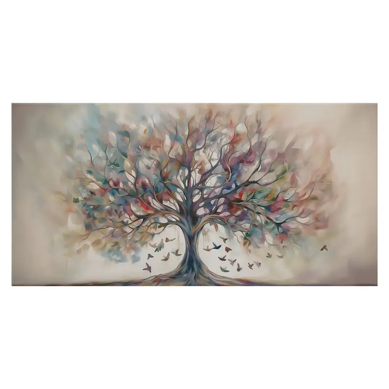 Colorful Tree of Life Decoration Abstract Wall Art Canvas Painting Symbolic Artwork Colorful Tree Decoration Unique Art Gift