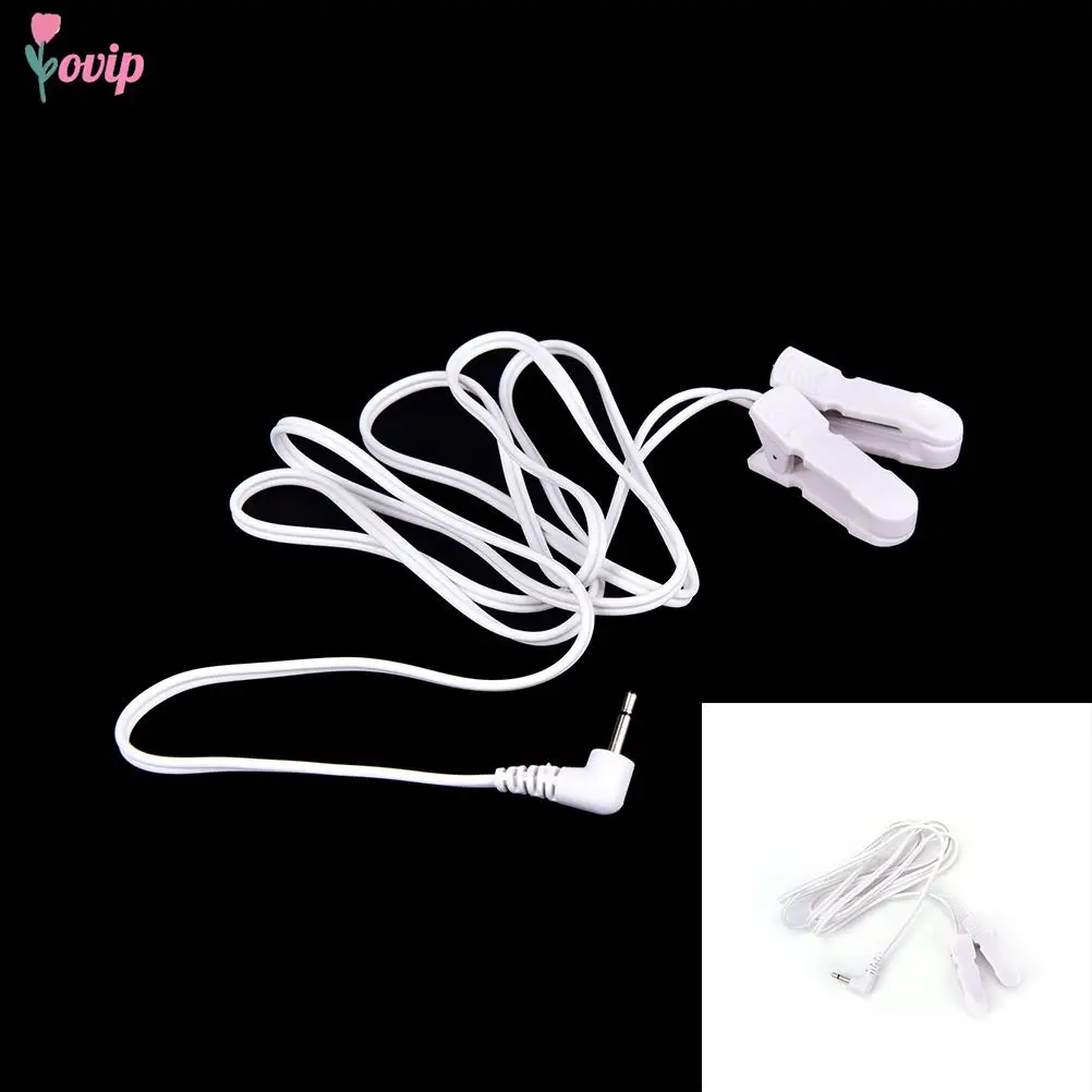 1Pc Electrode Lead Wires Connecting Cables with 2 Ear Clips for Digital TENS Therapy Machine Massager 2.5mm Plug
