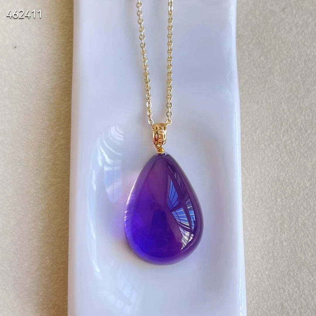 

Natural Purple Amethyst Quartz Pendant Water Drop Women 22*15mm Carved Amethyst Necklace Jewelry AAAAA