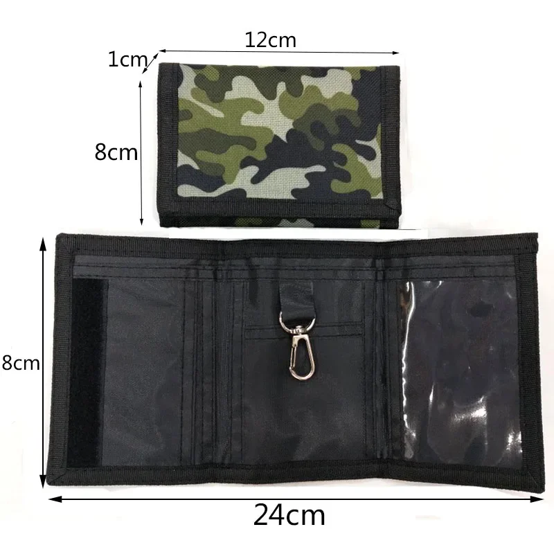 Men's Casual Nylon Tri-Fold Wallet Fashion Mini Card Holder Cash Wallet with Chain New Design Male Short Key Chain
