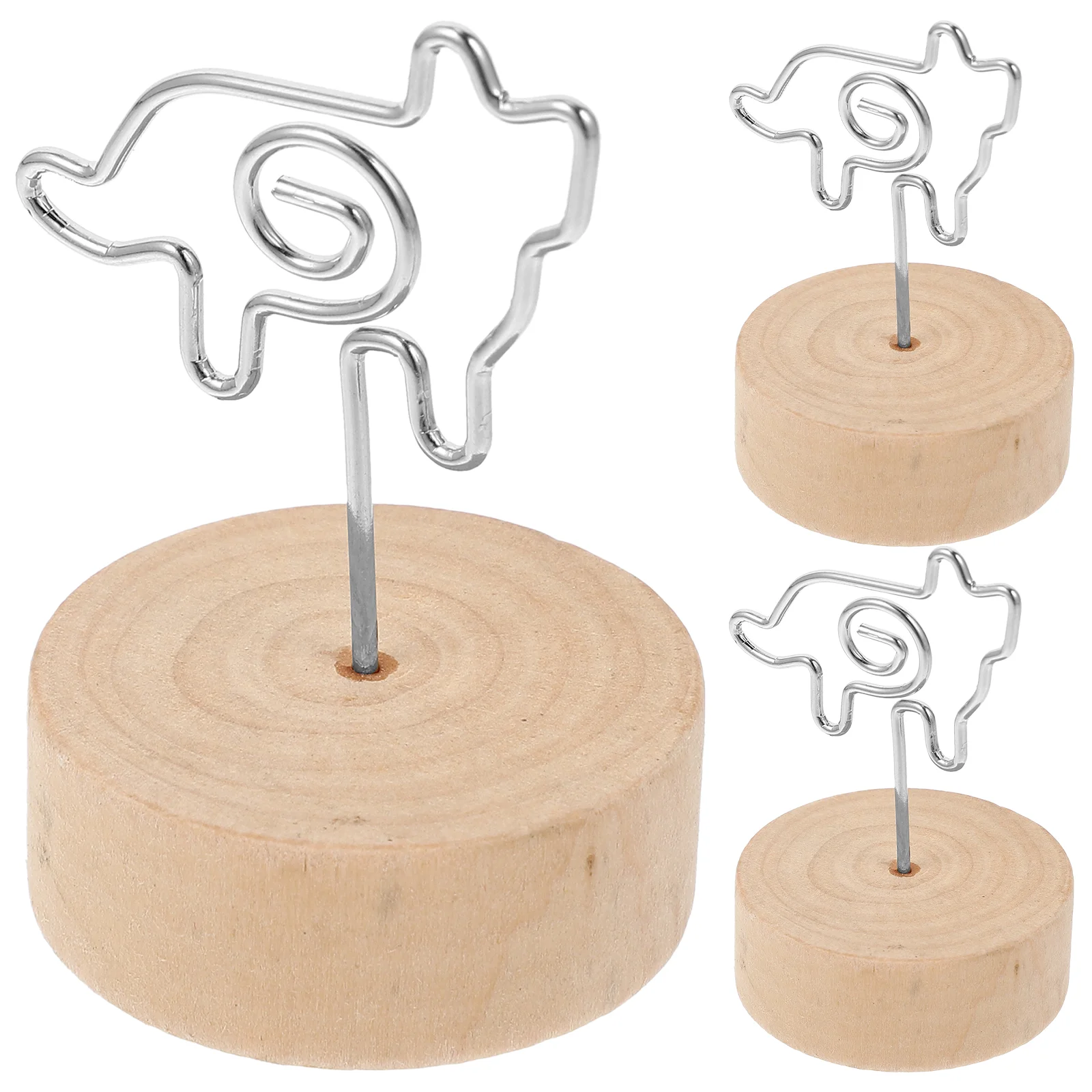 

3 Pcs Table Metal Note Holder Wedding Decor Wooden Number Holders Aluminum Alloy Card