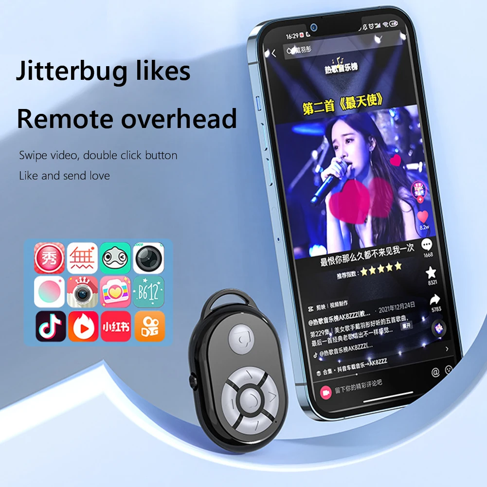 10m Selfie Button Bluetooth-compatible 5.0 Multifunctional Camera Shutter Release Video E-books for iPhone Xiaomi Samsung Huawei