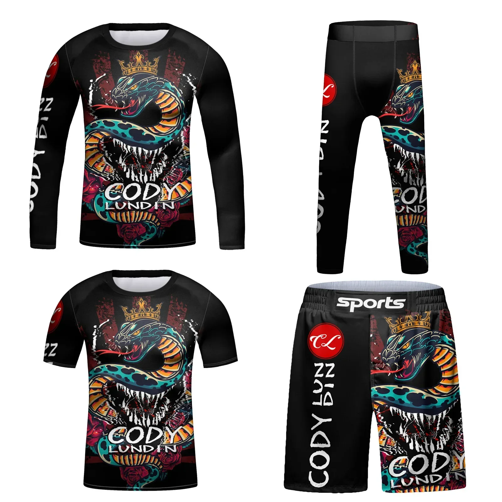 Kids Jiu Jitsu MMA BJJ Rashguard 4pcs/set Gym Clothing Children Boys Muay Thai Tracksuit Boxing Training Running Suit Sportswear sports apparel