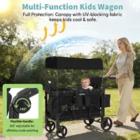 Poussette pliable 2 places tout-terrain pour bébé, chariot de plage pour enfants, harnais 5 points, auvent, plateau à collation, charge 60 kg 3
