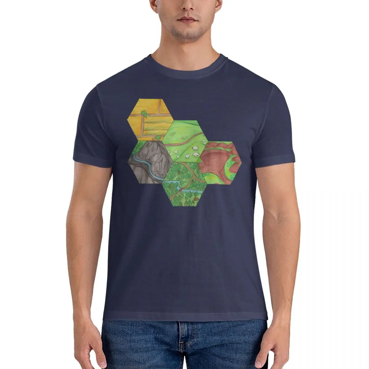 thumbnail image 1 of Camisetas creativas "Asentamiento 2" para hombre, camisetas de algodón con cuello redondo, camisetas de manga corta C-Catan, ropa estampada, 1 of 7
