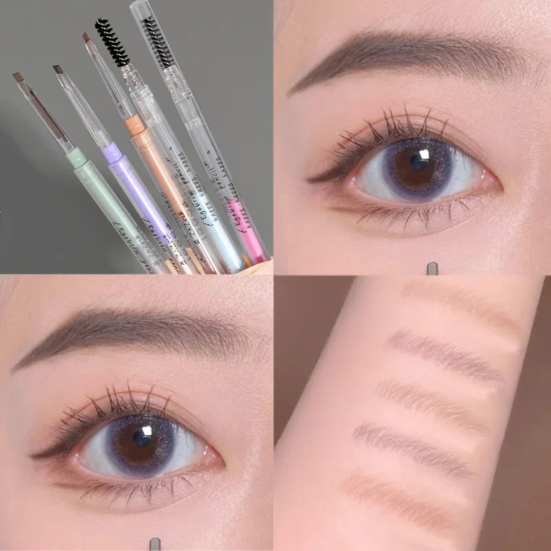 

Waterproof Ultra Fine Automatic Eyebrow Pen 5 Colors Double Head Outline Shadow Lying Silkworm Eyeliner Lasting Eyebrow Pencil